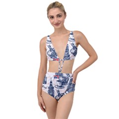 London Seamless Pattern Tied Up Two Piece Swimsuit by Wegoenart