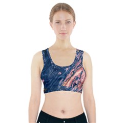 Liquid Abstract Paint Texture Sports Bra With Pocket by Wegoenart