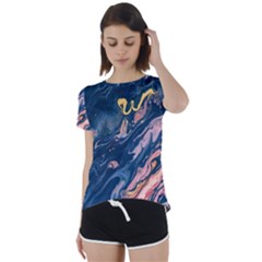 Liquid Abstract Paint Texture Short Sleeve Foldover Tee