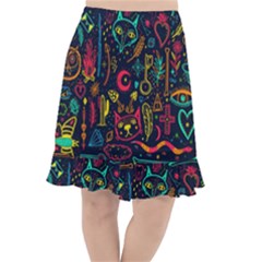 Sketch-graphic-illustration Fishtail Chiffon Skirt by Wegoenart