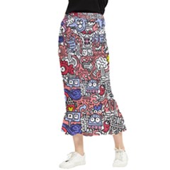 Hand-drawn-vector-illustration-doodle-funny-world-illustrator-line-tools-drawing-flat-design Maxi Fishtail Chiffon Skirt by Wegoenart