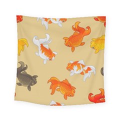 Gold Fish Seamless Pattern Background Square Tapestry (small) by Wegoenart