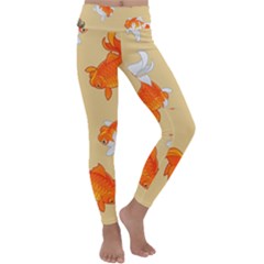 Gold Fish Seamless Pattern Background Kids  Lightweight Velour Classic Yoga Leggings