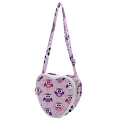 Seamless Cute Colourfull Owl Kids Pattern Heart Shoulder Bag by Wegoenart