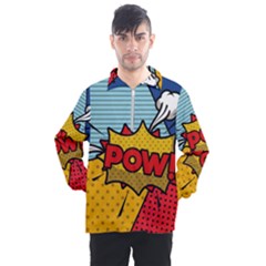 Pow Word Pop Art Style Expression Vector Men s Half Zip Pullover by Wegoenart