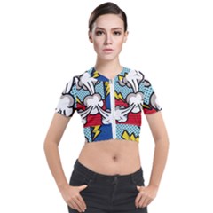 Rays Smoke Pop Art Style Vector Illustration Short Sleeve Cropped Jacket by Wegoenart