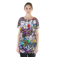 Hip Hop Background Skirt Hem Sports Top by Wegoenart