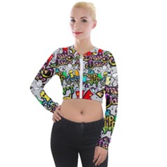 Hip Hop Background Long Sleeve Cropped Velvet Jacket by Wegoenart