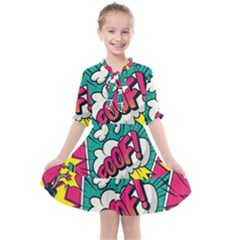 Comic Colorful Seamless Pattern Kids  All Frills Chiffon Dress by Wegoenart