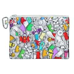 Graffit Characters Seamless Pattern Art Canvas Cosmetic Bag (xl)