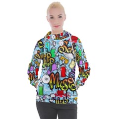 Graffiti Characters Seamless Patterns Women s Hooded Pullover by Wegoenart