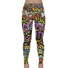 Graffiti Word Seamless Pattern Classic Yoga Leggings by Wegoenart