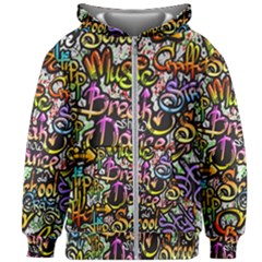 Graffiti Word Seamless Pattern Kids  Zipper Hoodie Without Drawstring by Wegoenart