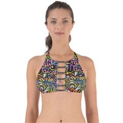 Graffiti Word Seamless Pattern Perfectly Cut Out Bikini Top by Wegoenart