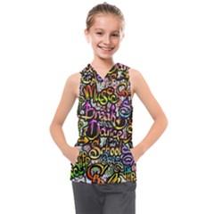 Graffiti Word Seamless Pattern Kids  Sleeveless Hoodie by Wegoenart