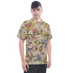 Seamless Pattern With Flower Bird Men s Polo Tee by Wegoenart