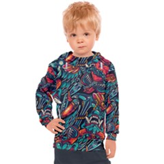 Vintage Tattoos Colorful Seamless Pattern Kids  Hooded Pullover