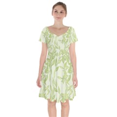 Watercolor Leaves On The Wall  Short Sleeve Bardot Dress by ConteMonfrey