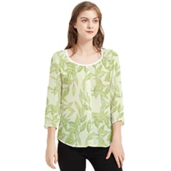 Watercolor Leaves On The Wall  Chiffon Quarter Sleeve Blouse by ConteMonfrey