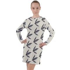 Minimalist Leaves Long Sleeve Hoodie Dress by ConteMonfrey