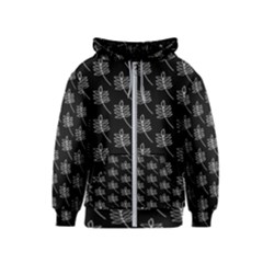 Black Cute Leaves Kids  Zipper Hoodie by ConteMonfrey