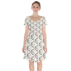 Cute Leaves Draw Short Sleeve Bardot Dress by ConteMonfrey