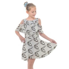 Cute Leaves Draw Kids  Shoulder Cutout Chiffon Dress by ConteMonfrey