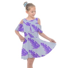 Cute Lavanda Blue Kids  Shoulder Cutout Chiffon Dress by ConteMonfrey