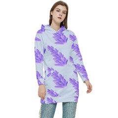 Cute Lavanda Blue Women s Long Oversized Pullover Hoodie