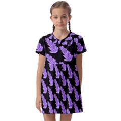 Cute Lavanda Black Kids  Asymmetric Collar Dress