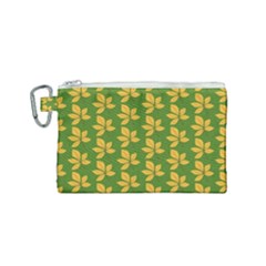 Orange Leaves Green Canvas Cosmetic Bag (small) by ConteMonfrey