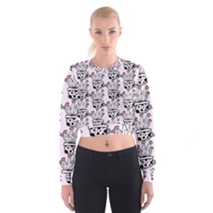 Lovely Cactus With Flower Cropped Sweatshirt