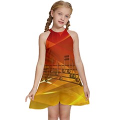 Music Notes Melody Note Sound Kids  Halter Collar Waist Tie Chiffon Dress by Wegoenart