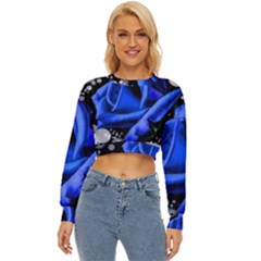 Blue Rose Bloom Blossom Lightweight Long Sleeve Sweatshirt by Wegoenart