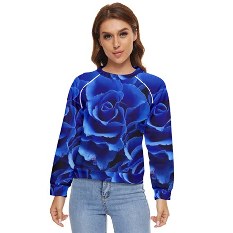 Blue Rose Flower Plant Romance Women s Long Sleeve Raglan Tee by Wegoenart