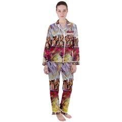 New York Skyline Manhattan City Satin Long Sleeve Pajamas Set by Wegoenart