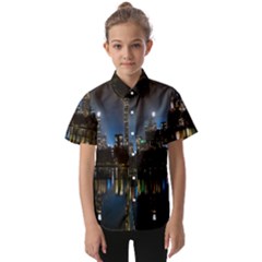 New York Night Central Park Skyscrapers Skyline Kids  Short Sleeve Shirt by Wegoenart