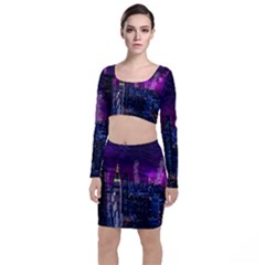 New York Manhattan Skyline Cityscape Downtown Top And Skirt Sets