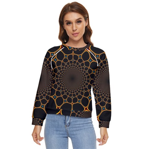 Fractal Abstract Web Art Digital Women s Long Sleeve Raglan Tee by Ravend