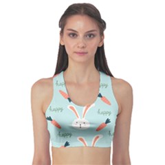 Bunny Carrot Pattern Background Sports Bra