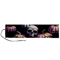 Halloween Party Skulls, Demonic Pumpkins Pattern Roll Up Canvas Pencil Holder (l) by Casemiro