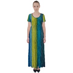 Line Rope Fiber Close Up Multicoloured Background High Waist Short Sleeve Maxi Dress by Wegoenart