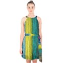 Line Rope Fiber Close Up Multicoloured Background Halter Collar Waist Tie Chiffon Dress View1