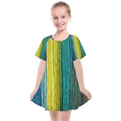 Line Rope Fiber Close Up Multicoloured Background Kids  Smock Dress by Wegoenart