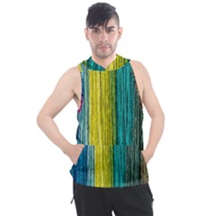 Line Rope Fiber Close Up Multicoloured Background Men s Sleeveless Hoodie by Wegoenart