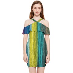 Line Rope Fiber Close Up Multicoloured Background Shoulder Frill Bodycon Summer Dress by Wegoenart