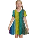 Line Rope Fiber Close Up Multicoloured Background Kids  Short Sleeve Tiered Mini Dress View1