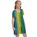 Line Rope Fiber Close Up Multicoloured Background Kids  Short Sleeve Tiered Mini Dress View3