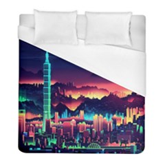 Cityscape Building Painting 3d City Illustration Duvet Cover (full/ Double Size) by danenraven