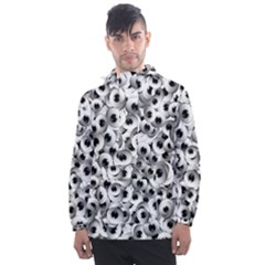 Eyes Drawing Motif Random Pattern Men s Front Pocket Pullover Windbreaker by dflcprintsclothing